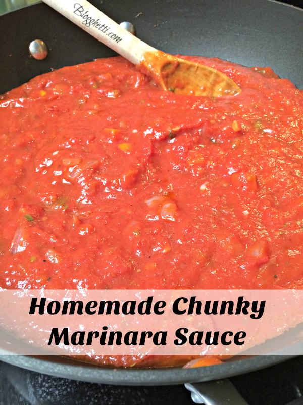 homemade chunky marinara sauce simmering