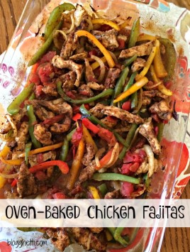 Baking chicken fajitas in the oven is effortless, really it is. Just toss all the ingredients in the baking dish and bake. The oven does the work and roasting the meat and vegetables gives them a slightly charred edge and a sweetness that is just so good. Another great reason to baked your chicken fajitas is that you can make a larger portion for either serving more people or leftovers.
