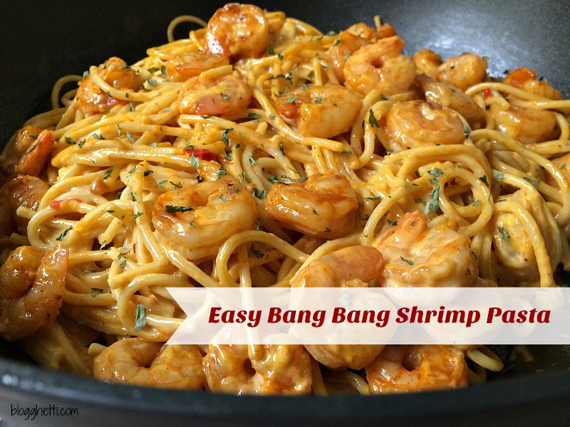 The shrimp is sauteed with garlic, red pepper flakes, and other spices then gently tossed with spaghetti noodles and a spicy sauce. The Bang Bang Sauce is a creamy concoction of mayonnaise, sweet chili sauce, and sriracha sauce. It's spicy yet not too hot, of course you can bump up the heat by adding more sriracha. This meal comes together in the time it takes to cook the pasta.