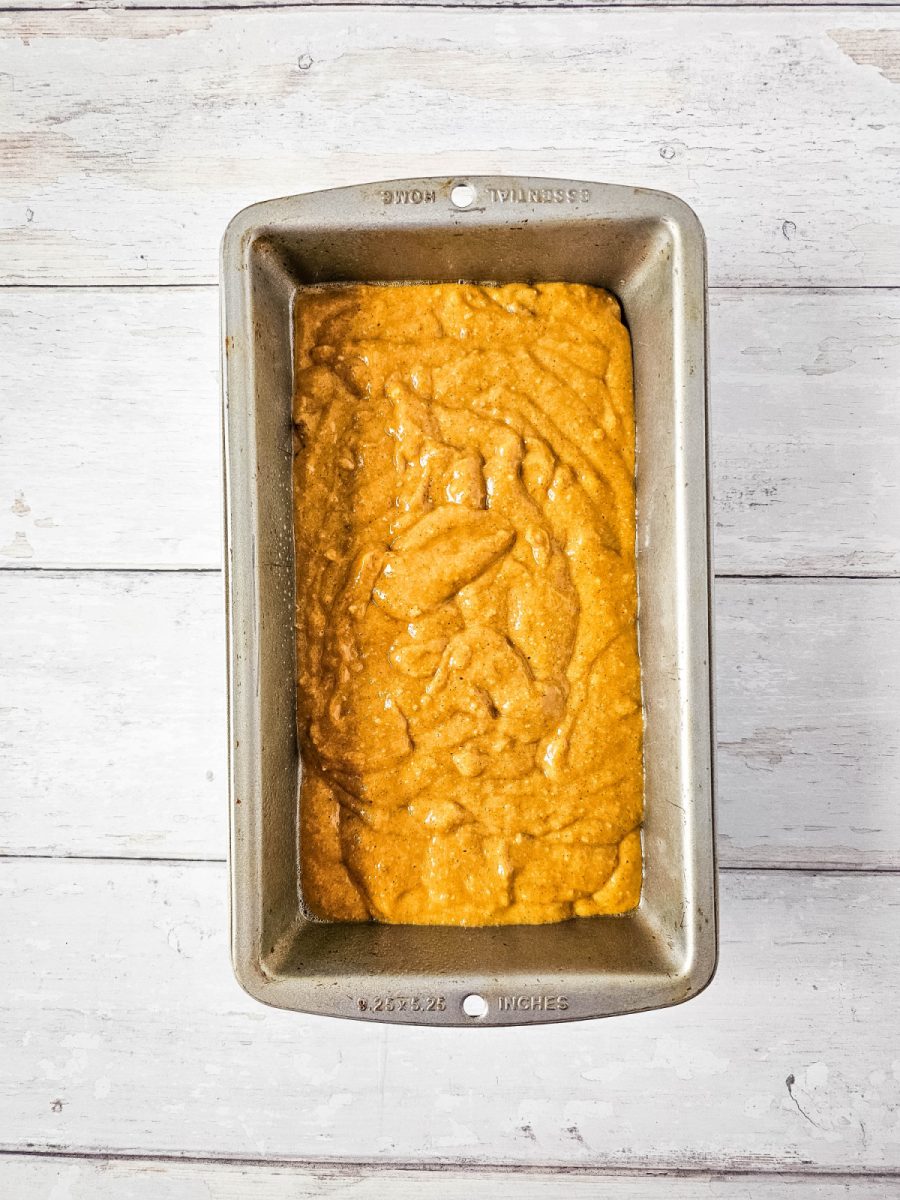 pour batter into loaf pan and bake