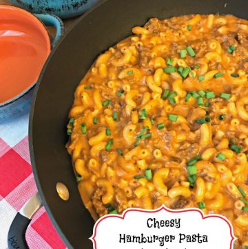 This delicious Cheesy Hamburger Pasta comes together in under 30 minutes with ingredients that you probably already have on hand. If you love the Hamburger Helper type meals, you'll love this skillet meal!