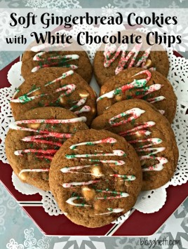 These are the BEST Soft Gingerbread Cookies with White Chocolate Chips - with or without the holiday color and are nicely spiced and soft - everything you'd expect in an old-fashioned ginger cookie.