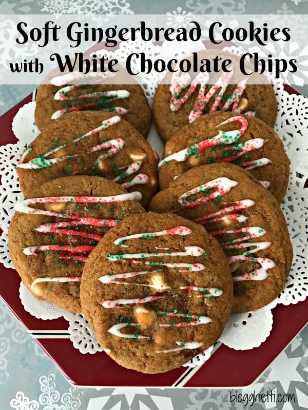 Soft Gingerbread Cookies with White Chocolate Chips
