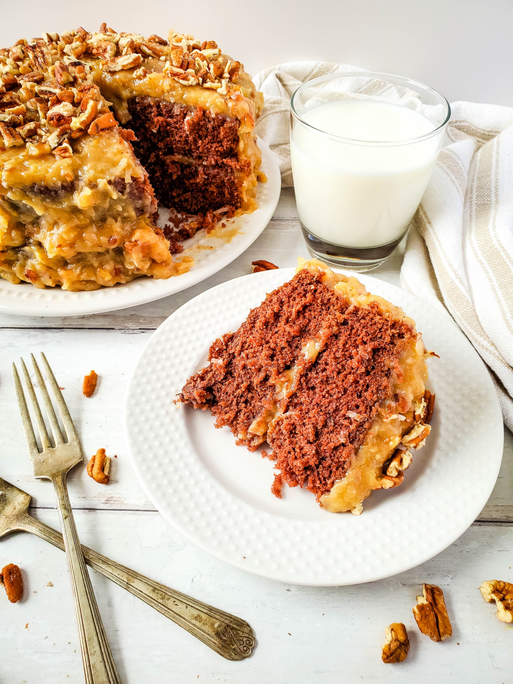 Homemade German Chocolate Cake with Coconut Pecan Frosting