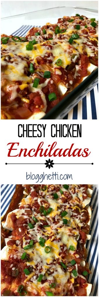This Cheesy Chicken Enchilada dish is sure to become a family favorite with all of the cheesy, creamy, and slightly spicy goodness mixed with the shredded chicken; all wrapped up in a tortilla shell.