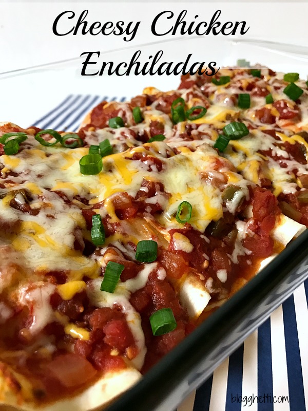 This Cheesy Chicken Enchilada dish is sure to become a family favorite with all of the cheesy, creamy, and slightly spicy goodness mixed with the shredded chicken; all wrapped up in a tortilla shell.