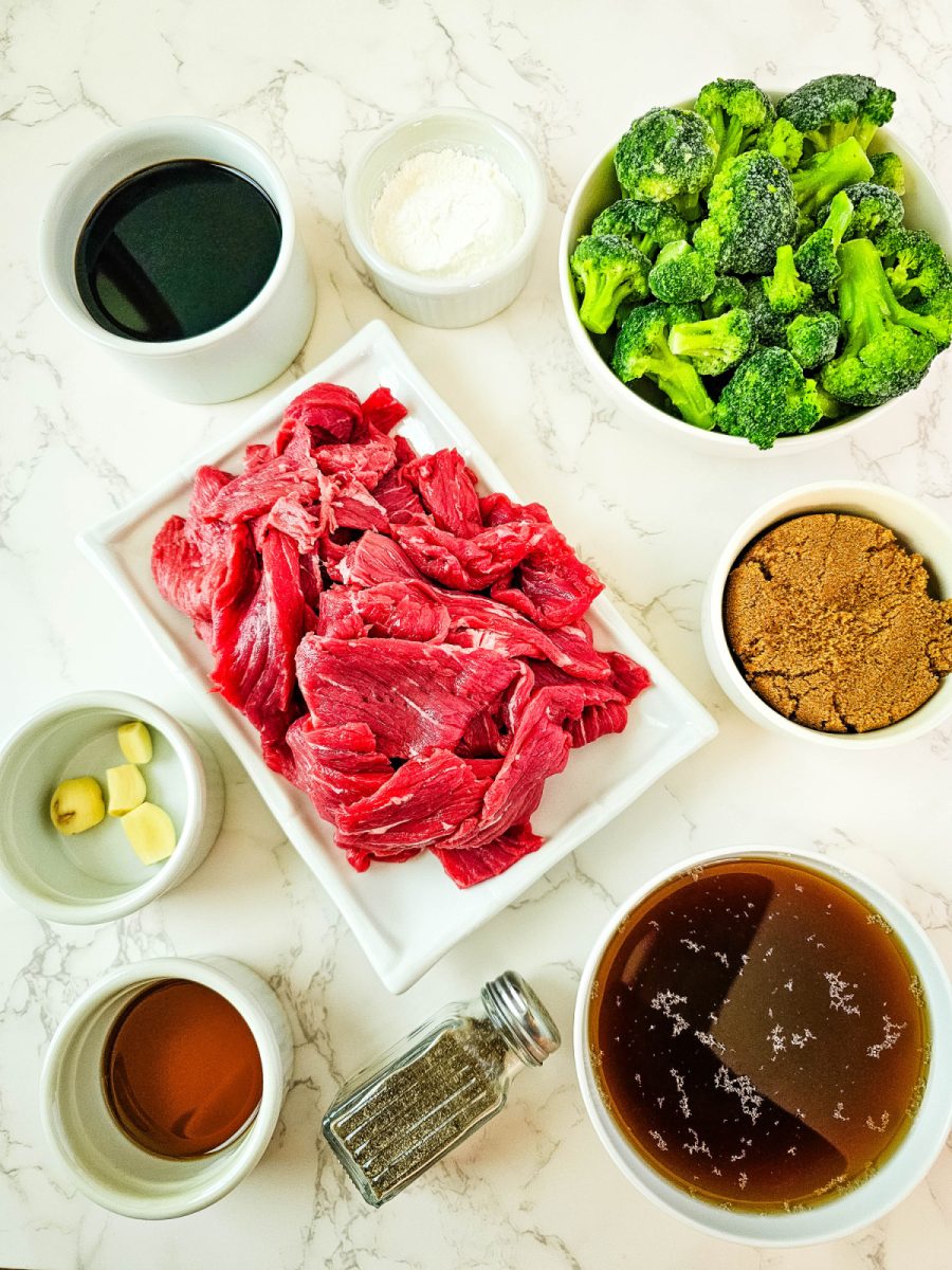 Ingredients for beef and broccoli
