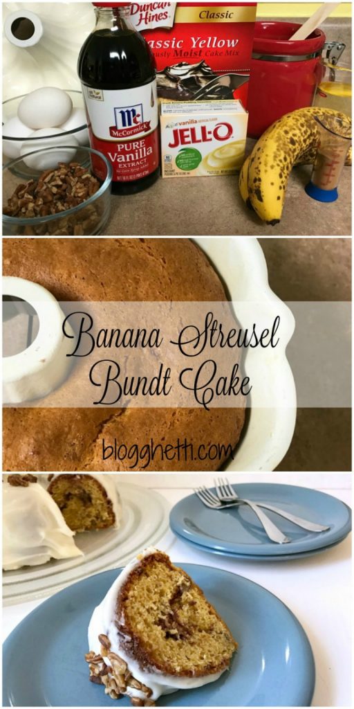 This Banana Streusel Bundt Cake is a perfect way to use up those very ripe bananas you have just laying around. The Cream Cheese Frosting is to die for and the cake is so moist and delicious. 