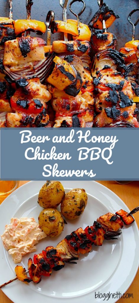 Honey Beer BBQ Chicken Skewers - Jo Cooks