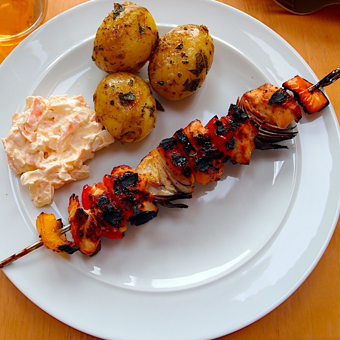 Honey Beer BBQ Chicken Skewers - Jo Cooks
