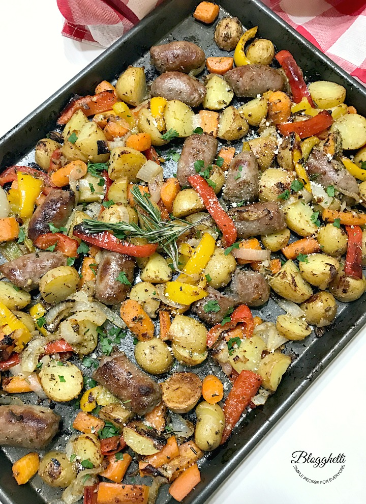 Roasted Vegetables with Italian Sausage Sheet Pan Dinner