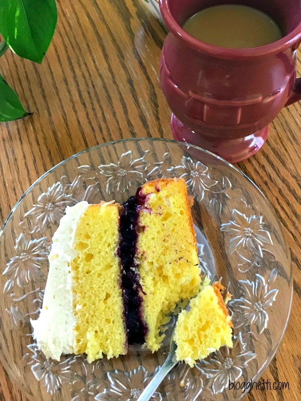 This Lemon Blueberry Layer Cake is filled with fresh lemon flavor, a layer of delicious blueberries, and topped with a light lemony frosting.  Perfect for any occasion that calls for a sweet treat.  
