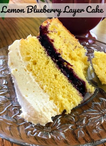 This Lemon Blueberry Layer Cake is filled with fresh lemon flavor, a layer of delicious blueberries, and topped with a light lemony frosting.  Perfect for any occasion that calls for a sweet treat.  