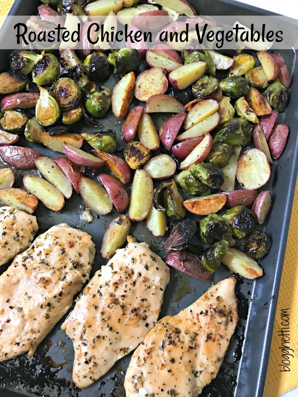 This healthy, simple, and delicious sheet pan roasted chicken and vegetables is ready in 30 minutes. Perfect for busy nights!