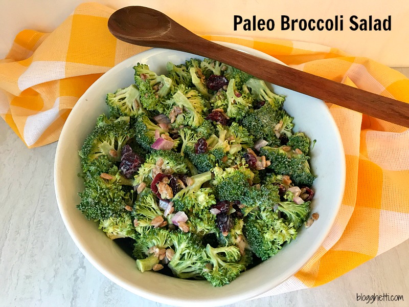 This Broccoli Salad recipe is a lightened-up version of the classic salad. A tasty side dish or a light lunch, this salad will be a winner plus it's Paleo-friendly and gluten-free.