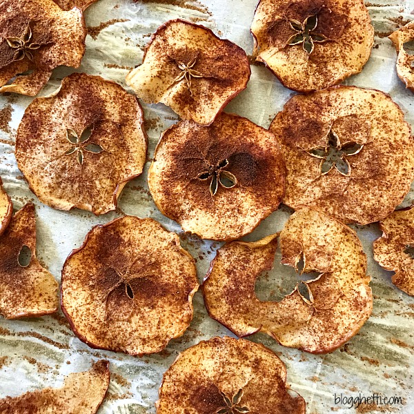 Crispy Baked Cinnamon Apple Chips are a simple and delicious snack idea for anyone. They're easy to make; just slice, sprinkle, and bake! 