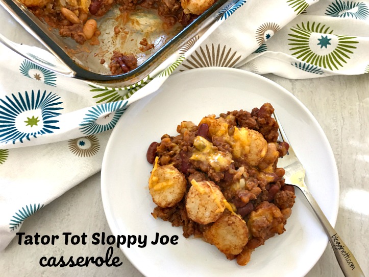 This Tator Tot Sloppy Joe Casserole is a fun twist on the old classic. Easy to prepare and has all of the flavors you love in a Sloppy Joe.