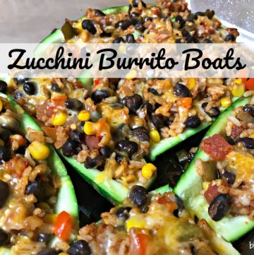Zucchini burrito boats are so delicious and filling that you won't even notice that they're meatless. They are filled with your favorite salsa, black beans, and rice.
