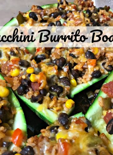 Zucchini burrito boats are so delicious and filling that you won't even notice that they're meatless. They are filled with your favorite salsa, black beans, and rice.