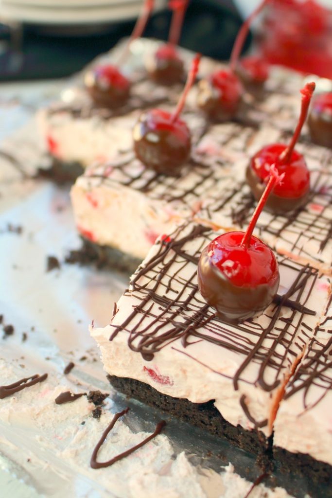 Chocolate Covered Cherry Cheesecake bars