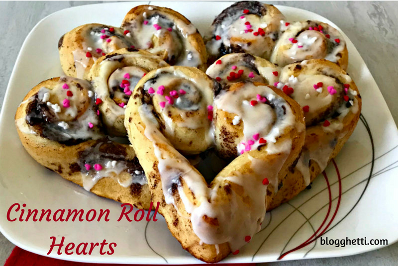 Cinnamon Rolls Hearts, baking, Valentine's Day