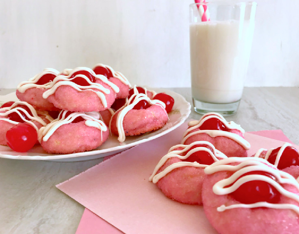 cherry cookies made with cream cheese on platter
