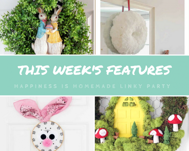 DIY Spring Wreaths featured on Happiness is Homemade Link Party