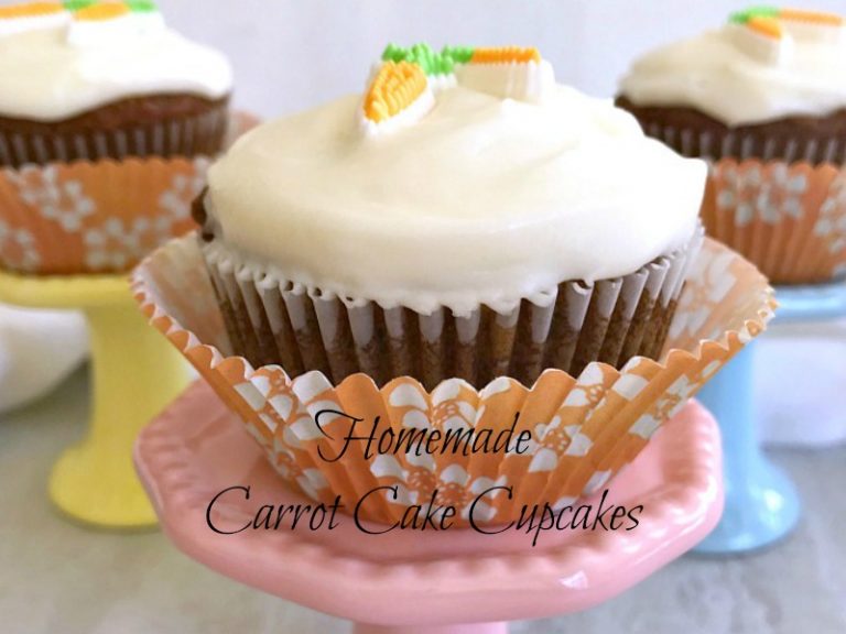 Homemade Carrot Cake Cupcakes with Cream Cheese Frosting