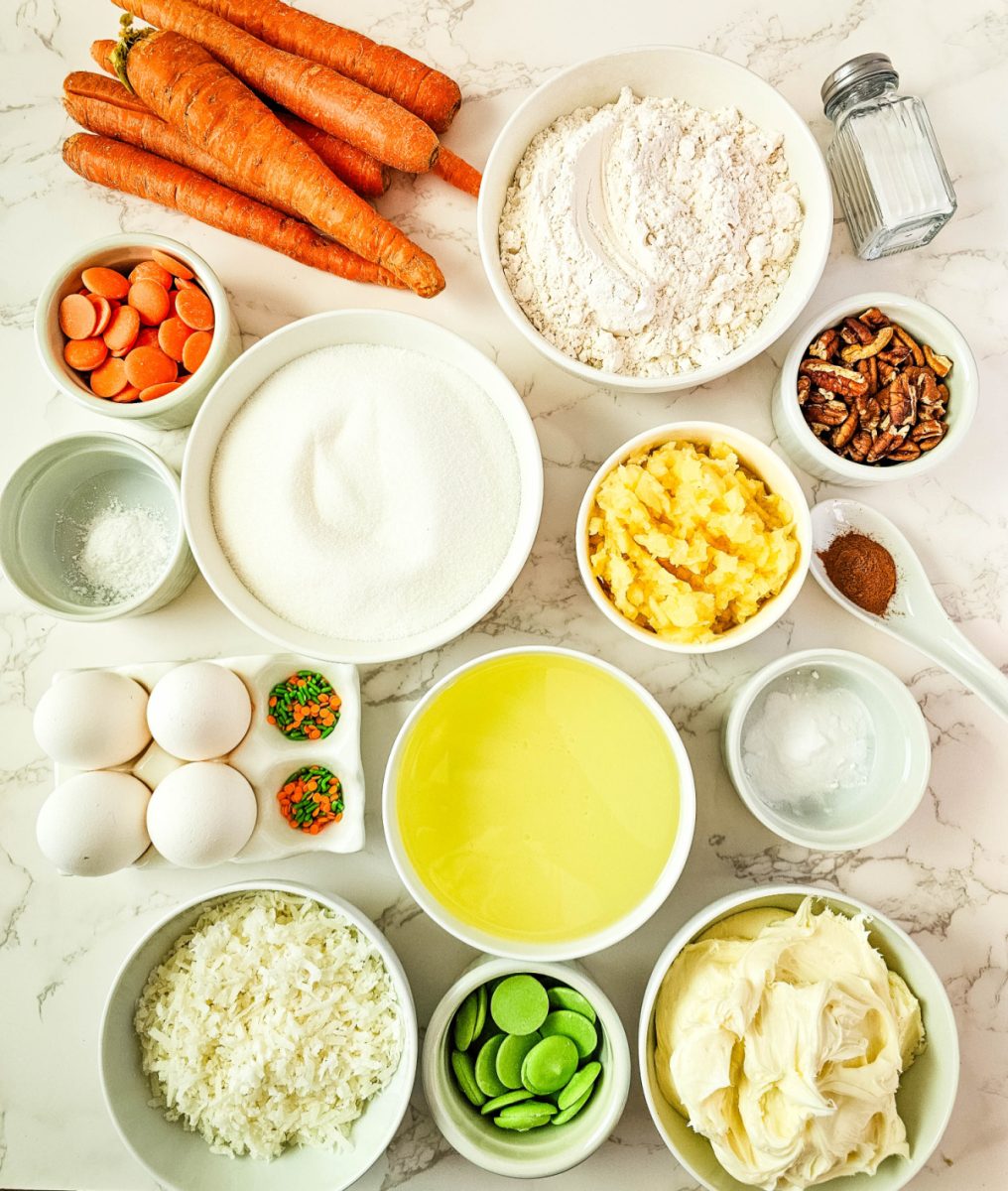 Ingredients for carrot cake cupcakes