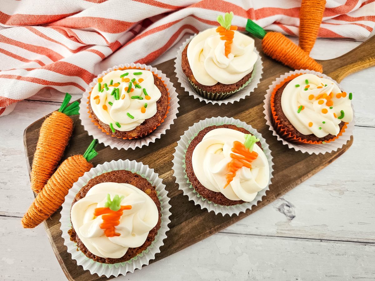 homemade carrot cupcakes with icing