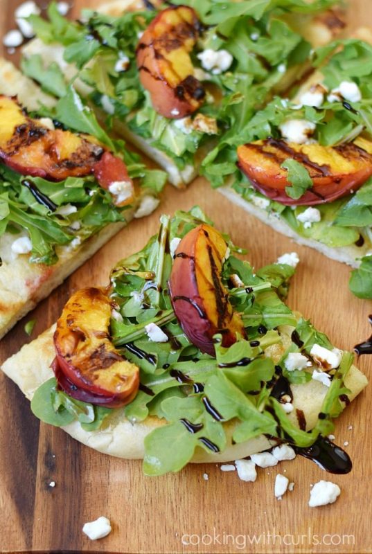 Grilled Peach and Arugula Pizza