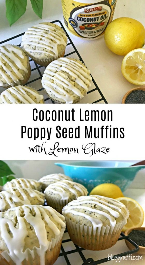 Coconut Lemon Poppy Seed Muffins with Lemon Glaze #CookoutWeek #lemon #muffins