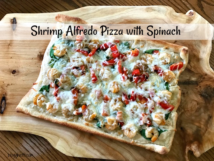 Shrimp Alfredo Pizza with Spinach