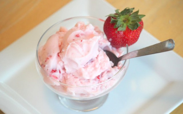 Strawberry Ice Cream Made with Milk