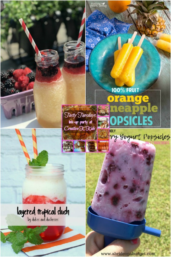 Full blown summer heat mode, and I don't know about ya'll, but fall can come any time now!  To get us through it, I've chosen some delicious Summer Frozen Drinks and Treats to feature for this week's Tasty Tuesdays' Link Party.