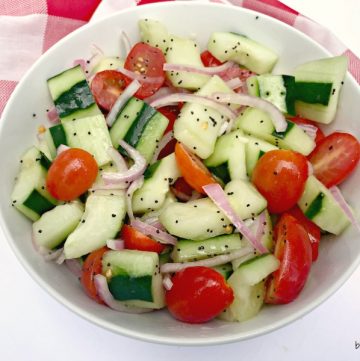Cucumber Tomato Salad with Lemon Poppy Seed Dressing