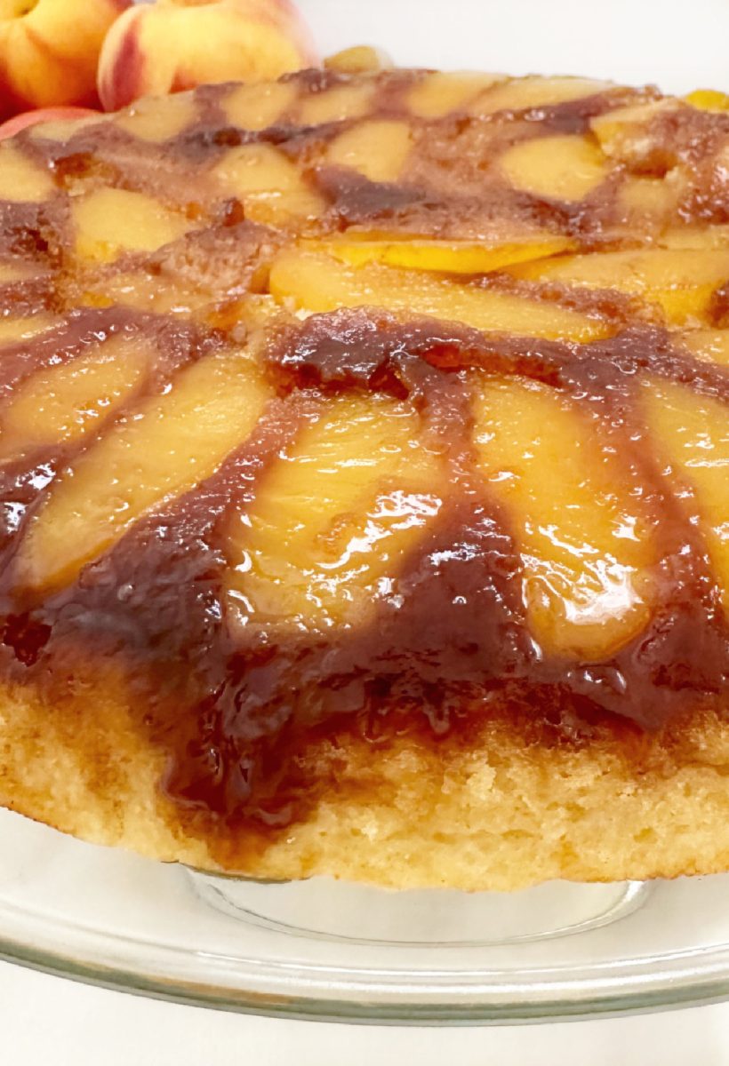 close up of upside down cake