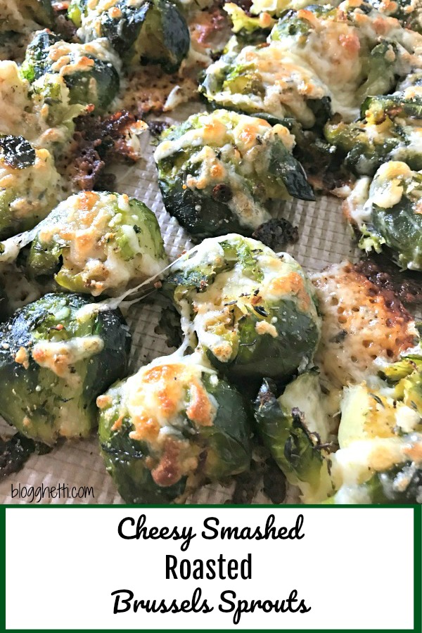 Cheesy Smashed Roasted Brussels Sprouts - pin