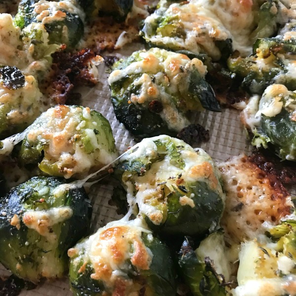 Cheesy Smashed Roasted Brussels Sprouts