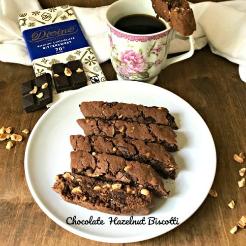 Chocolate Hazelnut Biscotti with Divine Chocolate - feature