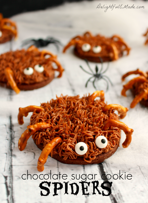 Chocolate Sugar Cookie Spiders from Delightful E Made 