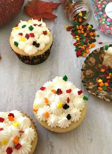 Festive Fall Cupcakes with White Chocolate Frosting - feature