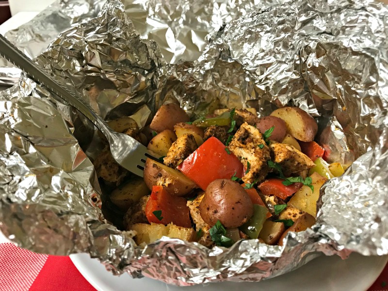 Paleo Chicken and Potato Fajita Foil Packs - feature