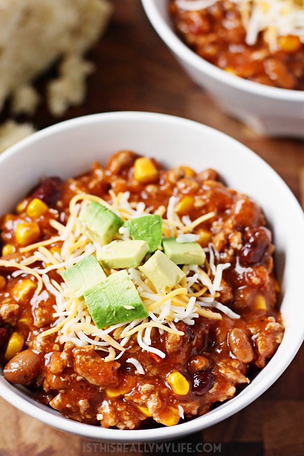 Slow Cooker Turkey Chili - Half Scratched