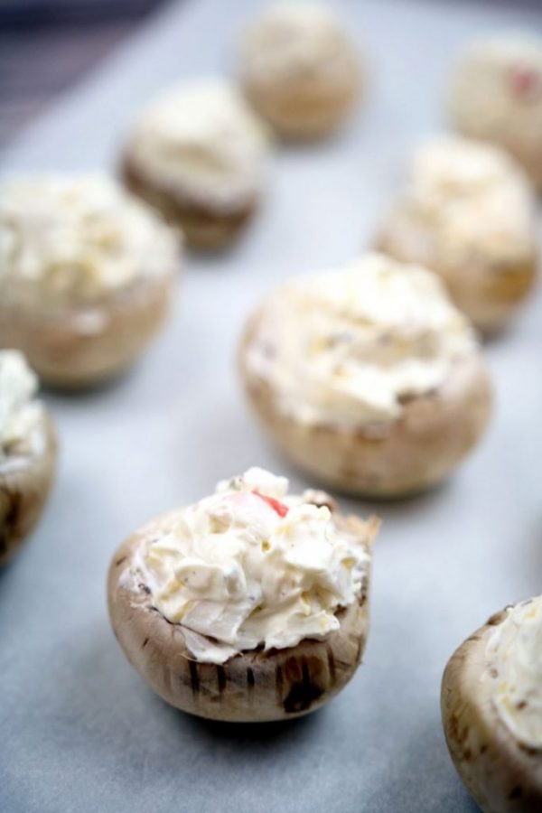 Hot and Bubbly Stuffed Mushrooms with Gouda and Crab from Curly Crafty Mom