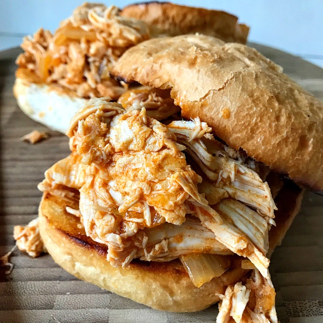 Slow Cooker Buffalo Turkey Sandwiches from Blogghetti