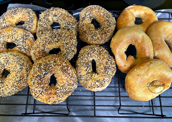 bagels cooling on wire rack
