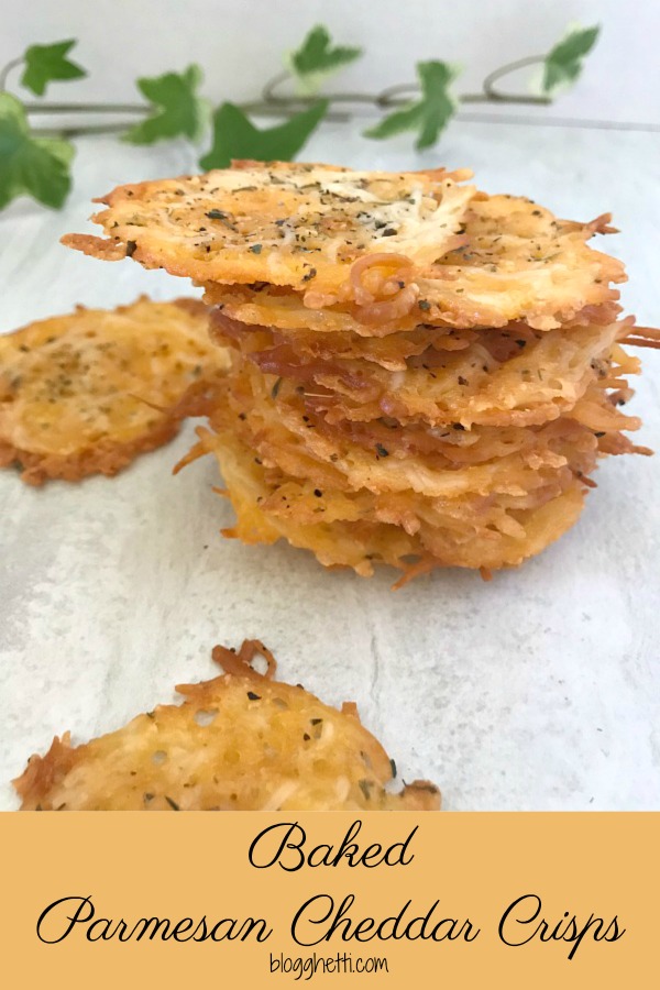 Baked Parmesan Cheddar Cheese Crisps are super easy to make and they are the perfect low-carb snack. Perfect for when snack cravings hit. #baked #cheese #crackers #nationalcheeseloversday