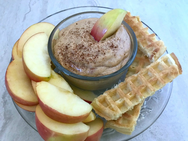 Cinnamon Peanut Butter Dip is simple to make and a delicious sweet treat for fruit and more. Simple ingredients that you probably already have in the pantry go into making this 5 minute dip. #peanutbutter #dip #fruit #nationalpeanutbutterday