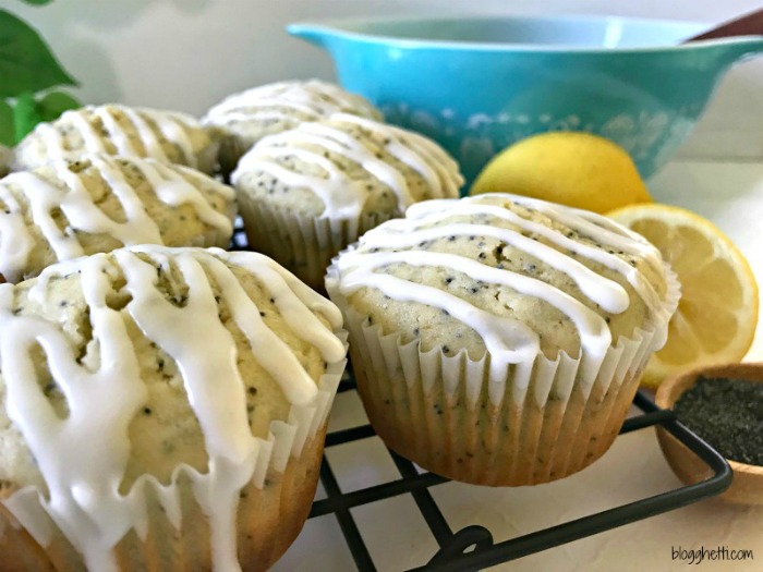 Coconut Lemon Poppy Seed Muffins with Lemon Glaze - hortizontal